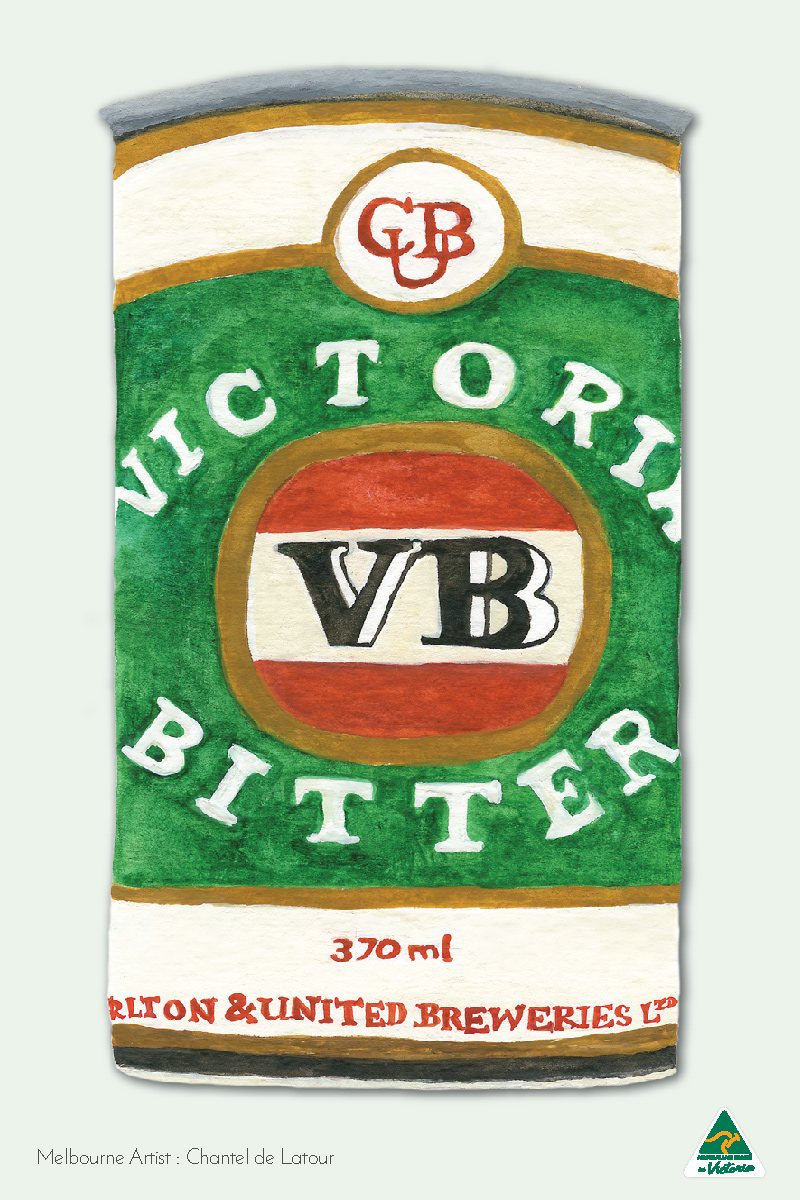 TEA TOWEL VB BEER LIGHT GREY