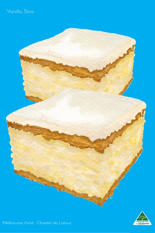 TEA TOWEL VANILLA SLICE LIGHT BLUE