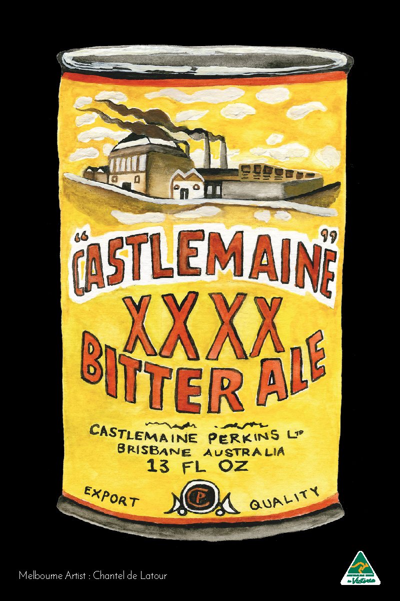 TEA TOWEL CASTLEMAINE XXXX BLACK