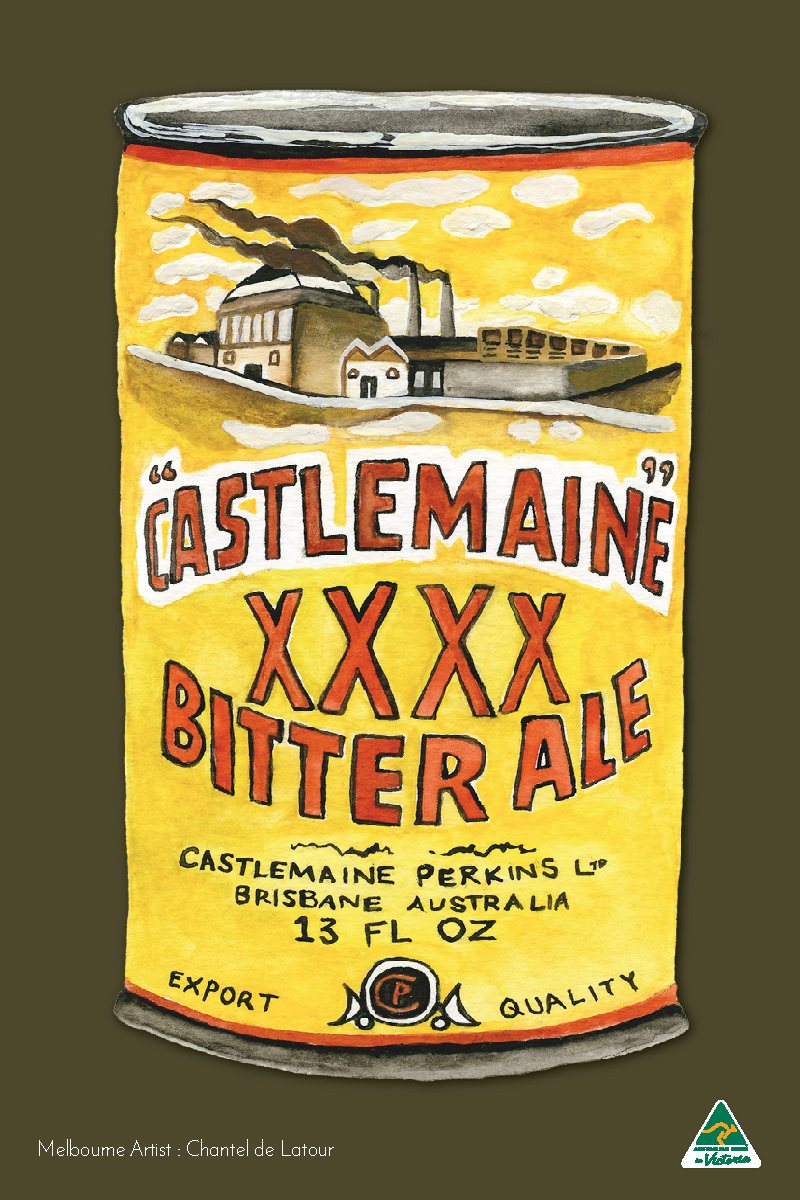 TEA TOWEL CASTLEMAINE XXXX BROWN
