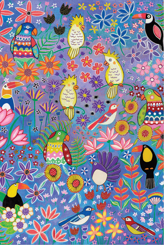 TEA TOWEL - BRIGHT BIRDS