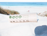 KE Design ECO beach towel packaging, ships in a compact lightweight tube