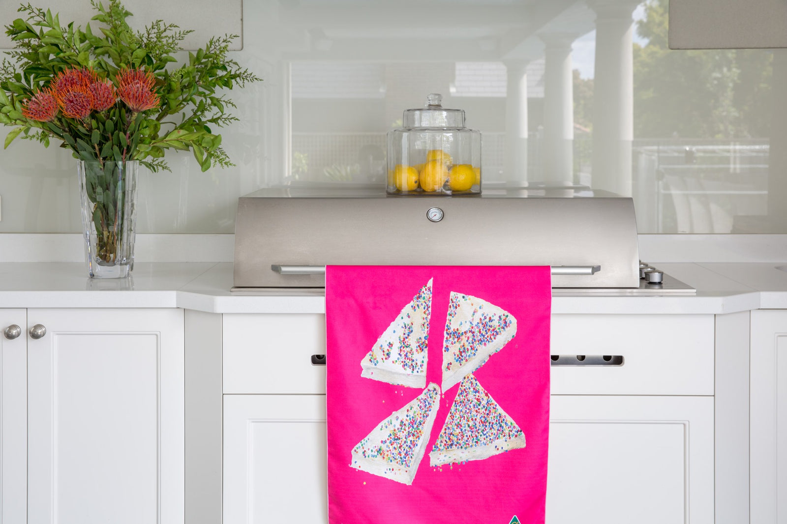 Fairy Bread tea towel in a Melbourne kitchen