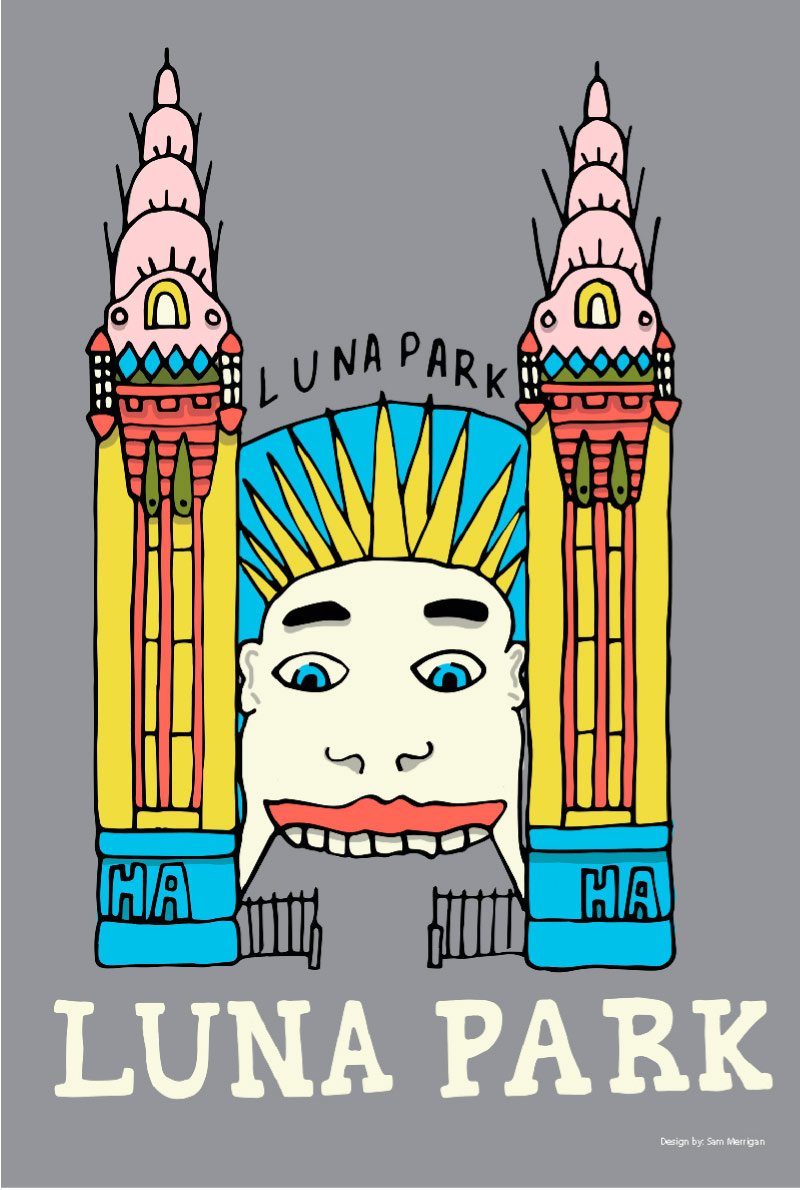 TEA TOWEL - LUNA PARK GREY
