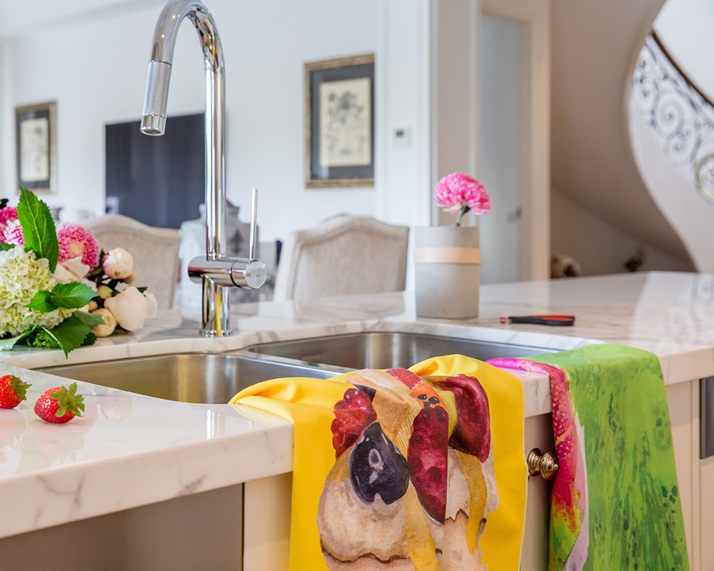 Pavlova tea towel in a Melbourne kitchen