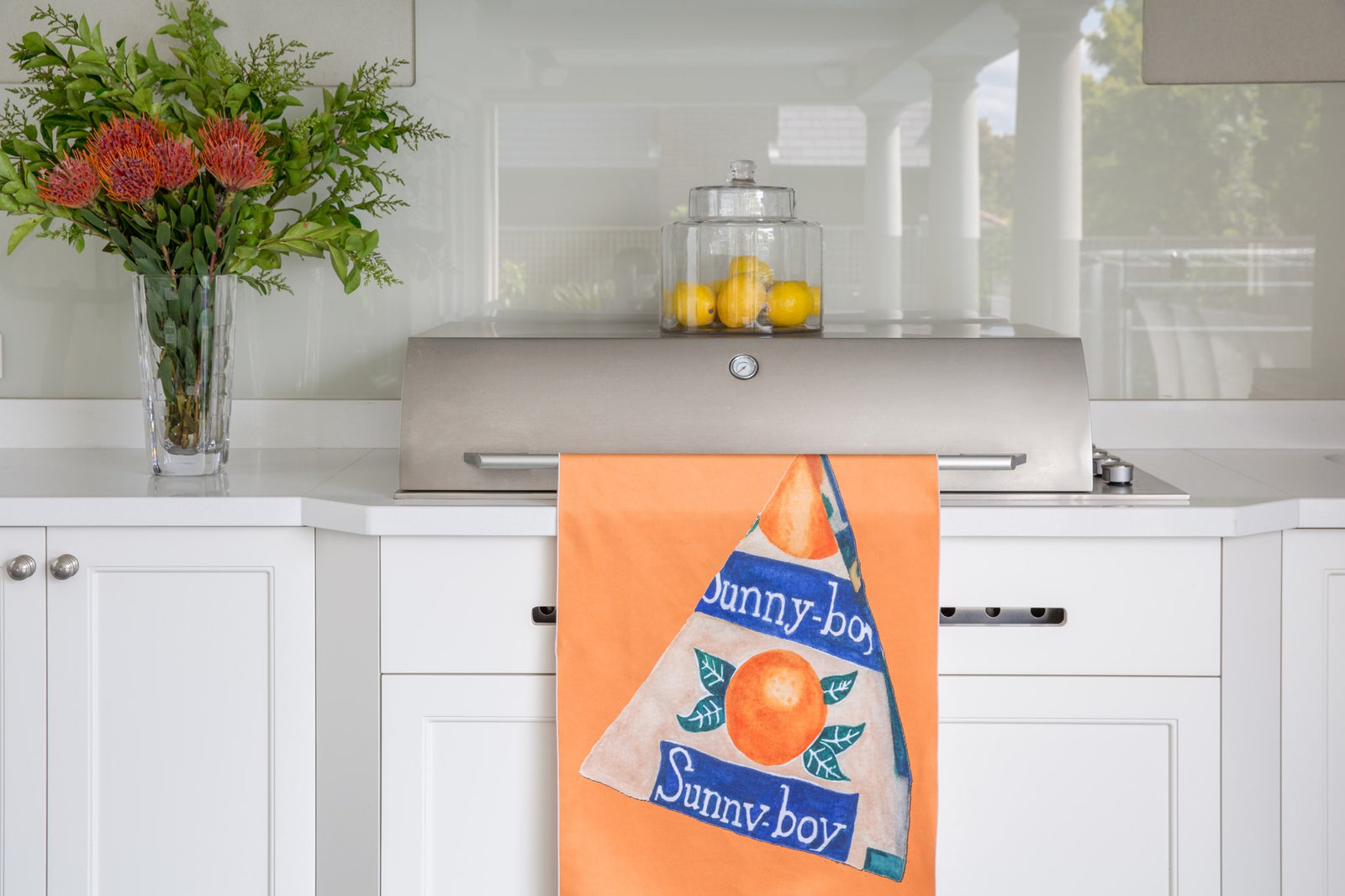 Sunnyboy tea towel in a Melbourne kitchen