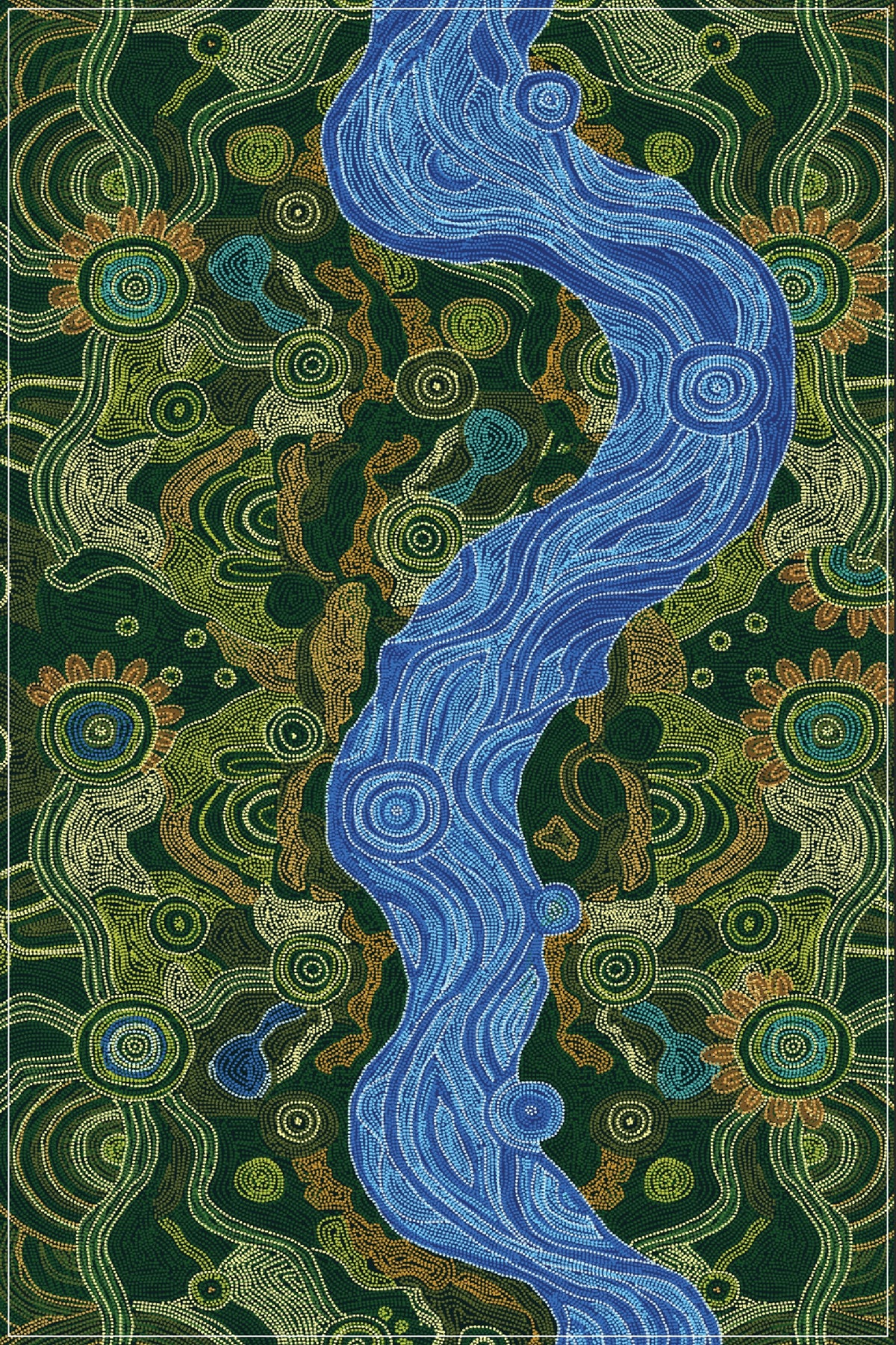 Tea Towel - Kedron Brooke, On Country by Uncle John Smith-Gumbula