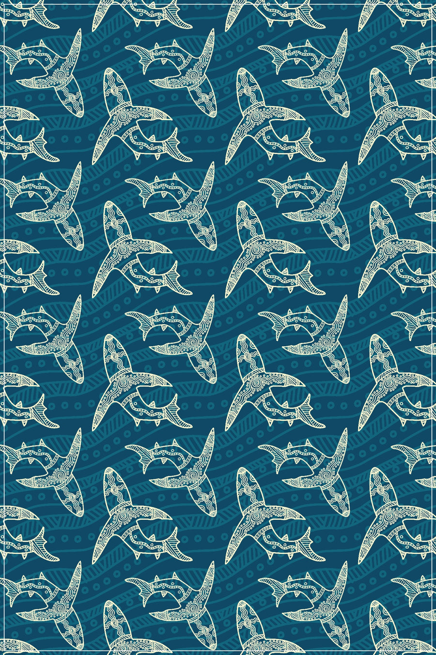 Tea Towel - Manna Bulmanydji, Shark by Uncle John Smith-Gumbula