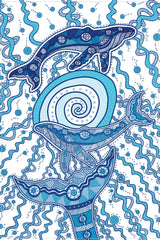 Tea Towel - Mirinyungu, Humpback Whale by Uncle John Smith-Gumbula