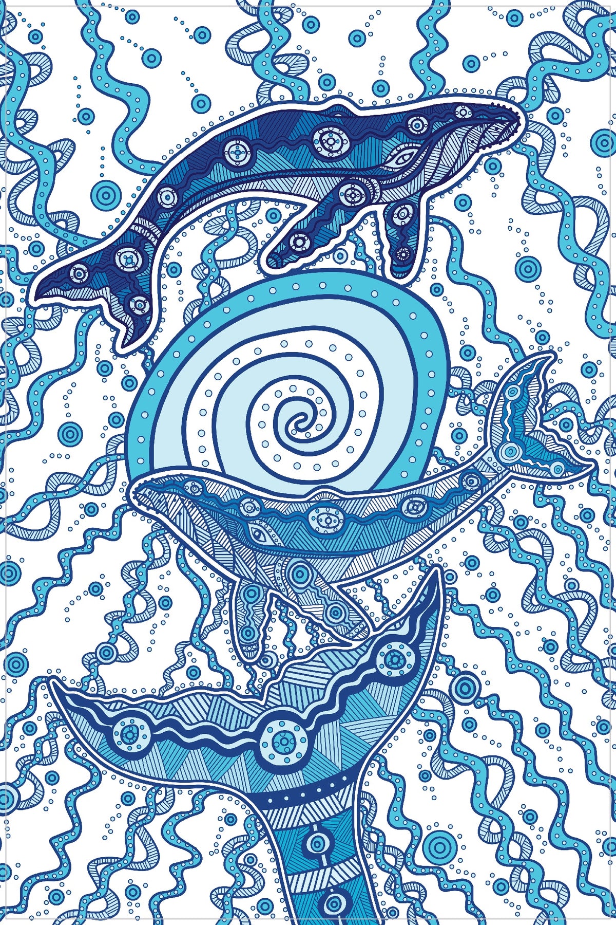 Tea Towel - Mirinyungu, Humpback Whale by Uncle John Smith-Gumbula