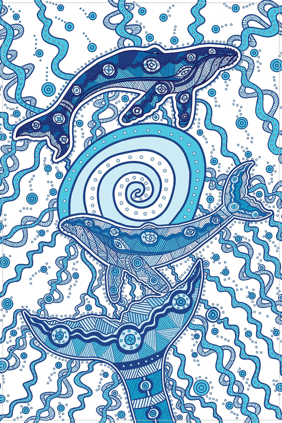 Tea Towel - Mirinyungu, Humpback Whale by Uncle John Smith-Gumbula