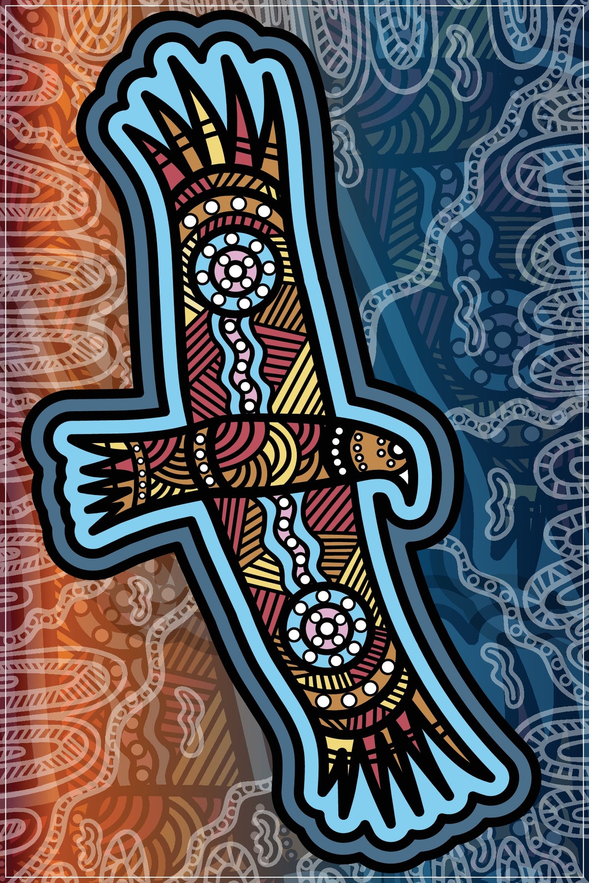 Tea Towel - Ngai'yil, The Wedge-tailed Eagle by Uncle John Smith-Gumbula