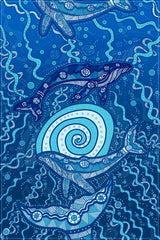 Tea Towel - Wuy' Mirri Whale, Bubble Net Dreaming by Uncle John Smith-Gumbula