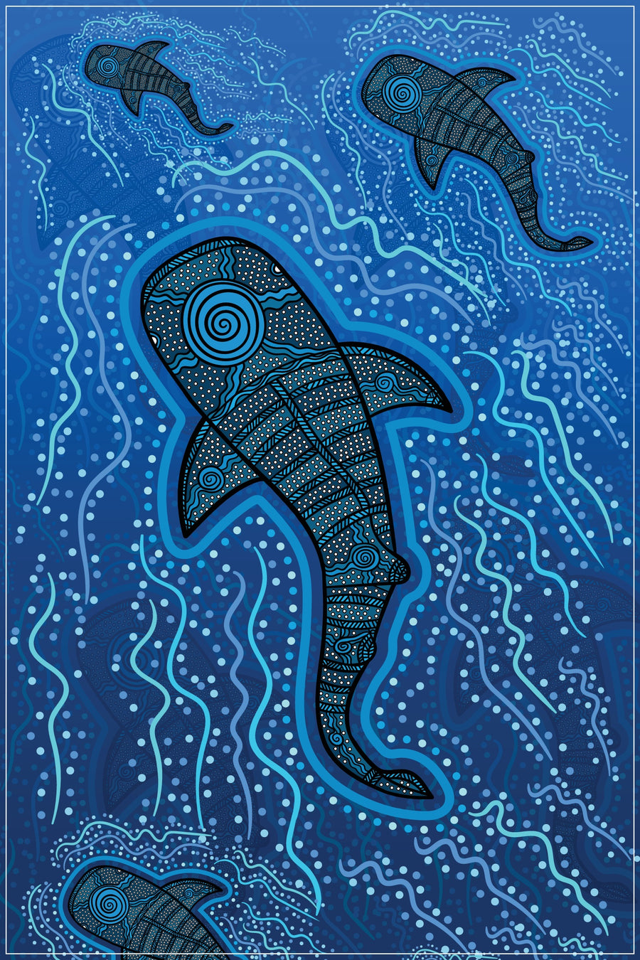 Tea Towel - Wuymirri-Bulangji, Whale Shark Dreaming by Uncle John Smith-Gumbula