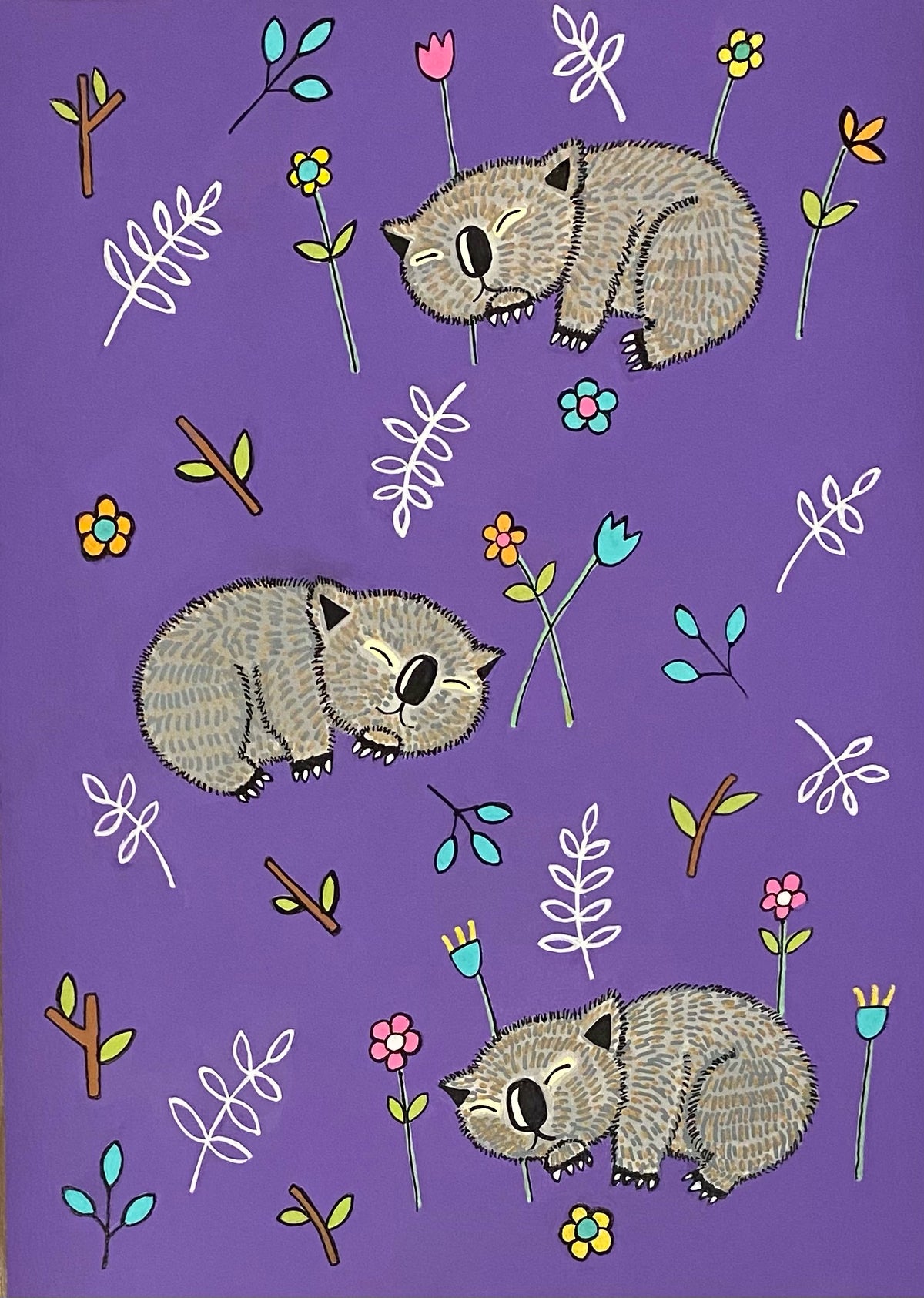 TEA TOWEL -  WOMBATS