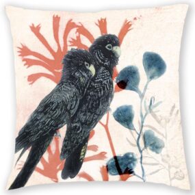 CUSHION COVER - TWIN BLACK COCKATOOS